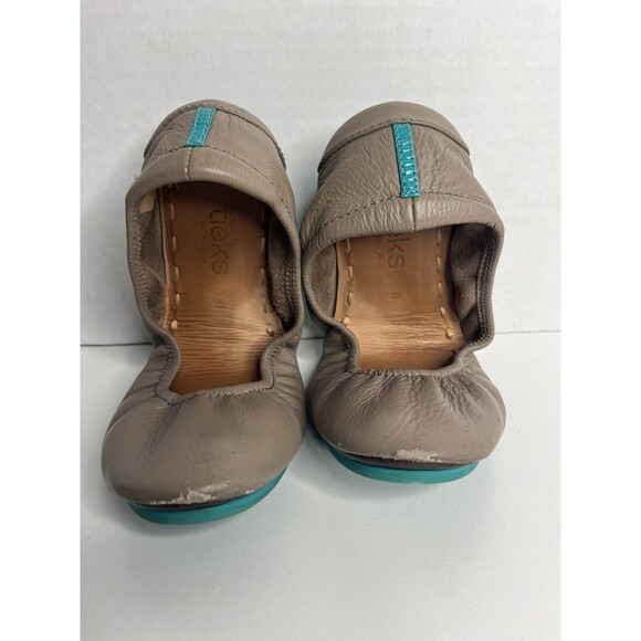 TIEKS by Gavrieli Taupe Ballet Flats Size 6 Classic Foldable Full Grain Leather - Picture 1 of 6